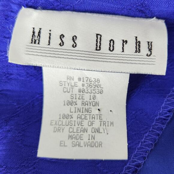 SALE 80s 90s Vintage Strong Shoulder Separates Look Embroidered Blue Dress SZ 10 - Picture 2 of 8